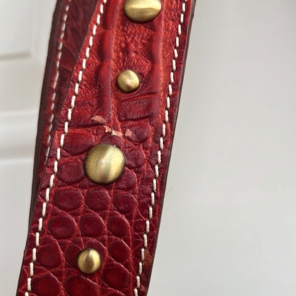 Sharif Studio Red Pebbled Handbag with Rhinestones, Used Once. - Picture 13 of 13